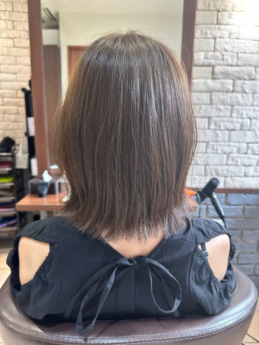 ミディアム カラー ベージュカラー オリーブベージュ 巻けないけど美髪 作れます丸山智久のヘアスタイル