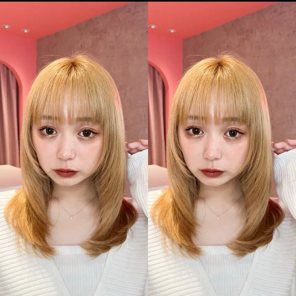 ミディアム カラー 山崎/ボブ縮毛矯正 レイヤー髪質改善のヘアスタイル