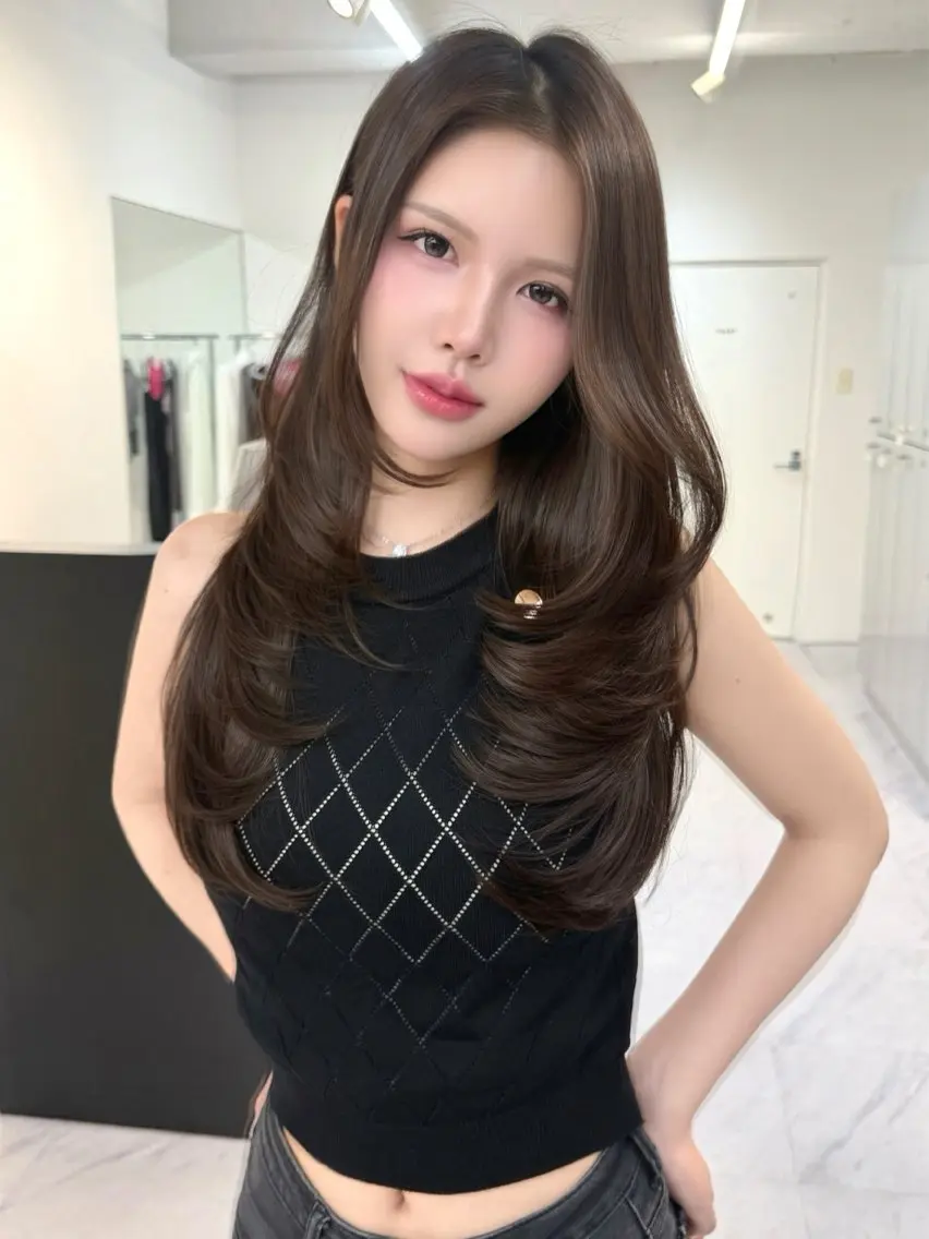 ロング カラー カット ヘアカラー トリートメント ヘアセット Rita/髪質改善/ ブリーチなしWカラーのヘアスタイル