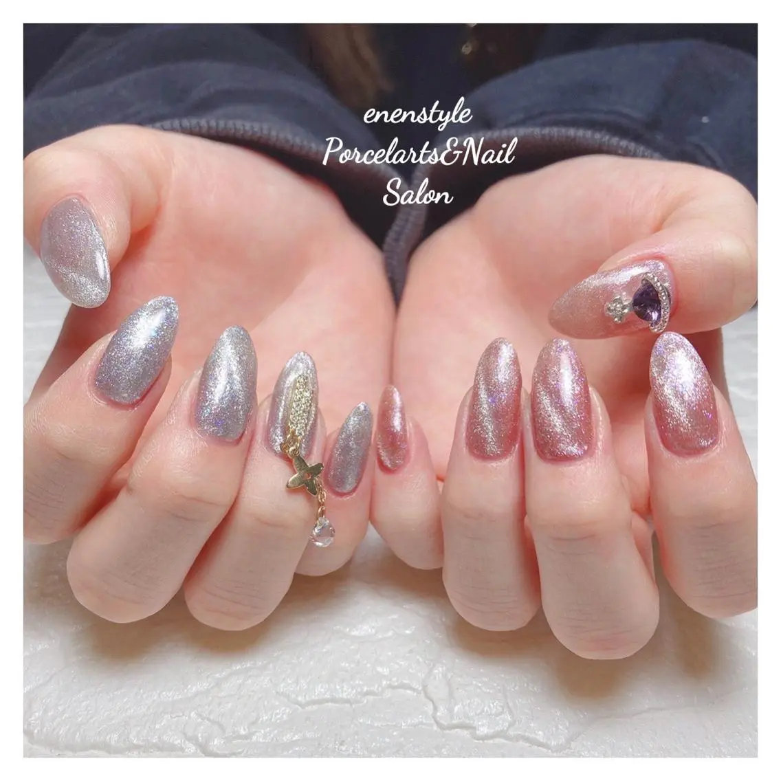 ミディアム ネイル 🐾enen style 🐾のネイルデザイン