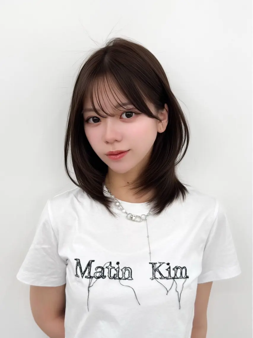 ミディアム カラー ヘアアレンジ カット ヘアカラー トリートメント 顔周り&ミディアム 特化/池袋/kokiのヘアスタイル