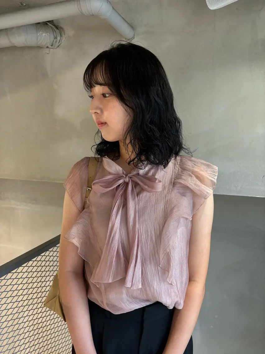ミディアム カラー ミディアムパーマ カット パーマ 透明感カラー🫧 nanohaのヘアスタイル