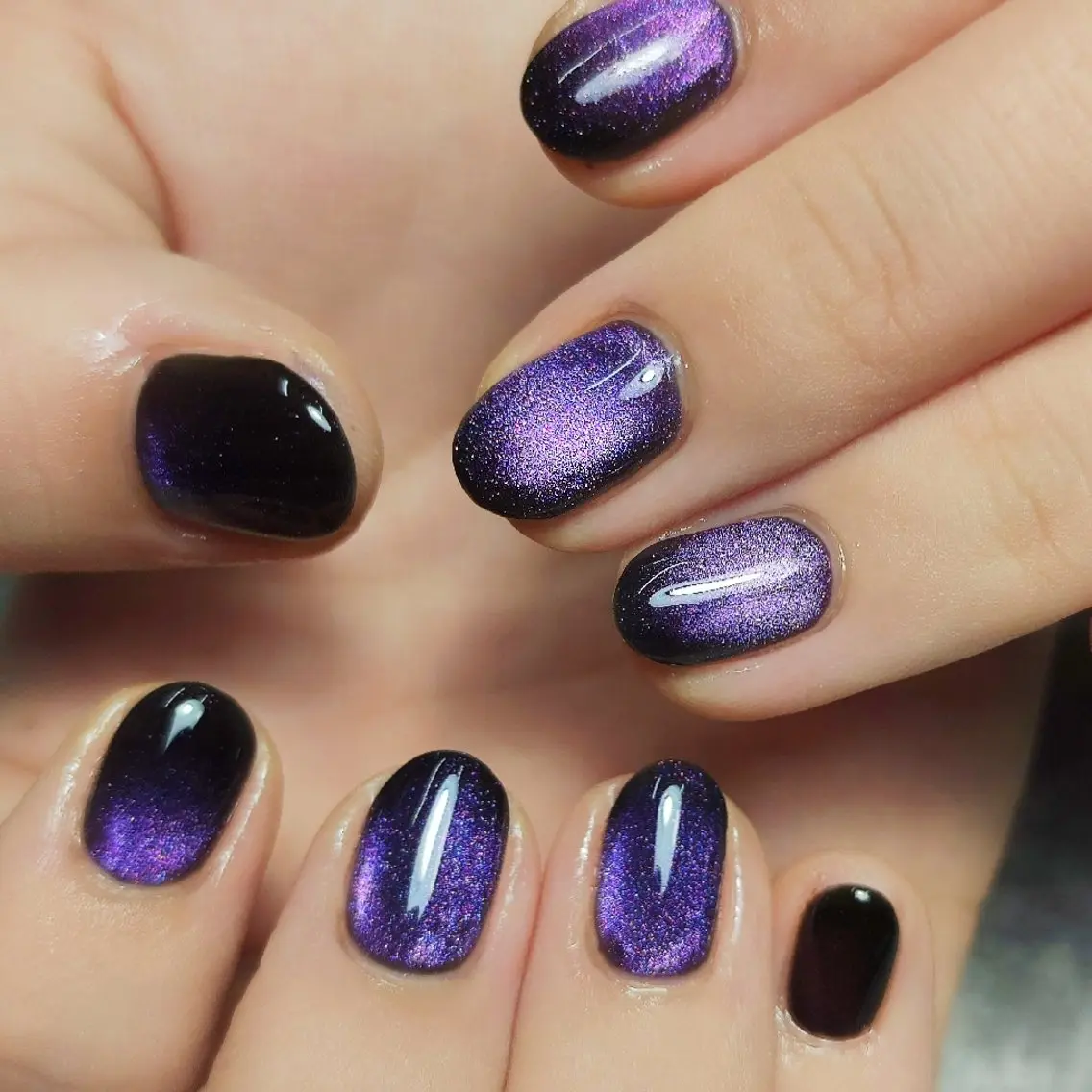 ネイル マグネットネイル パープル 個人サロン saltnailのネイルデザイン