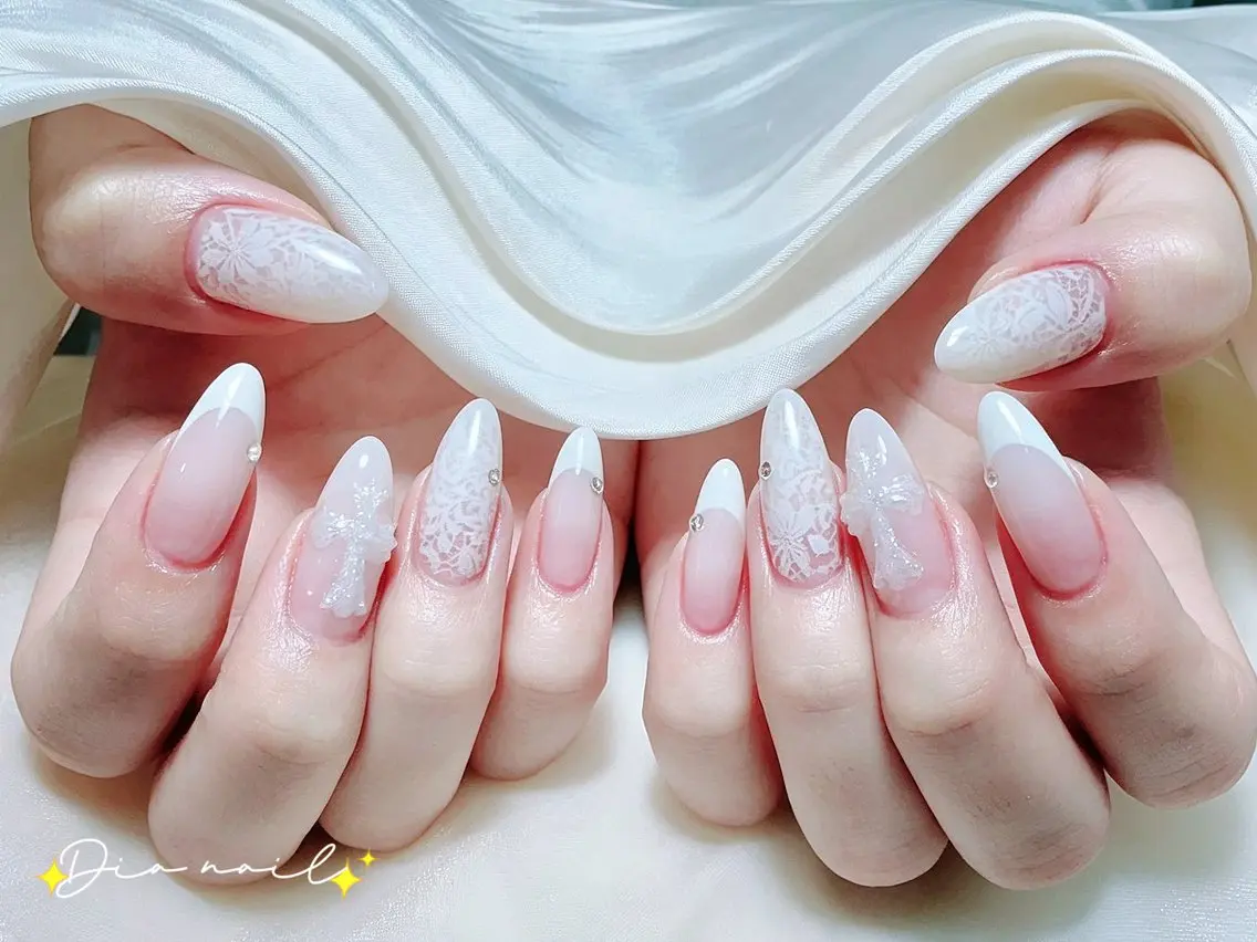 ネイル フットネイル 韓国ネイル レース マグネットネイル ニュアンスネイル ハンドネイル Dia nail サロンのネイルデザイン