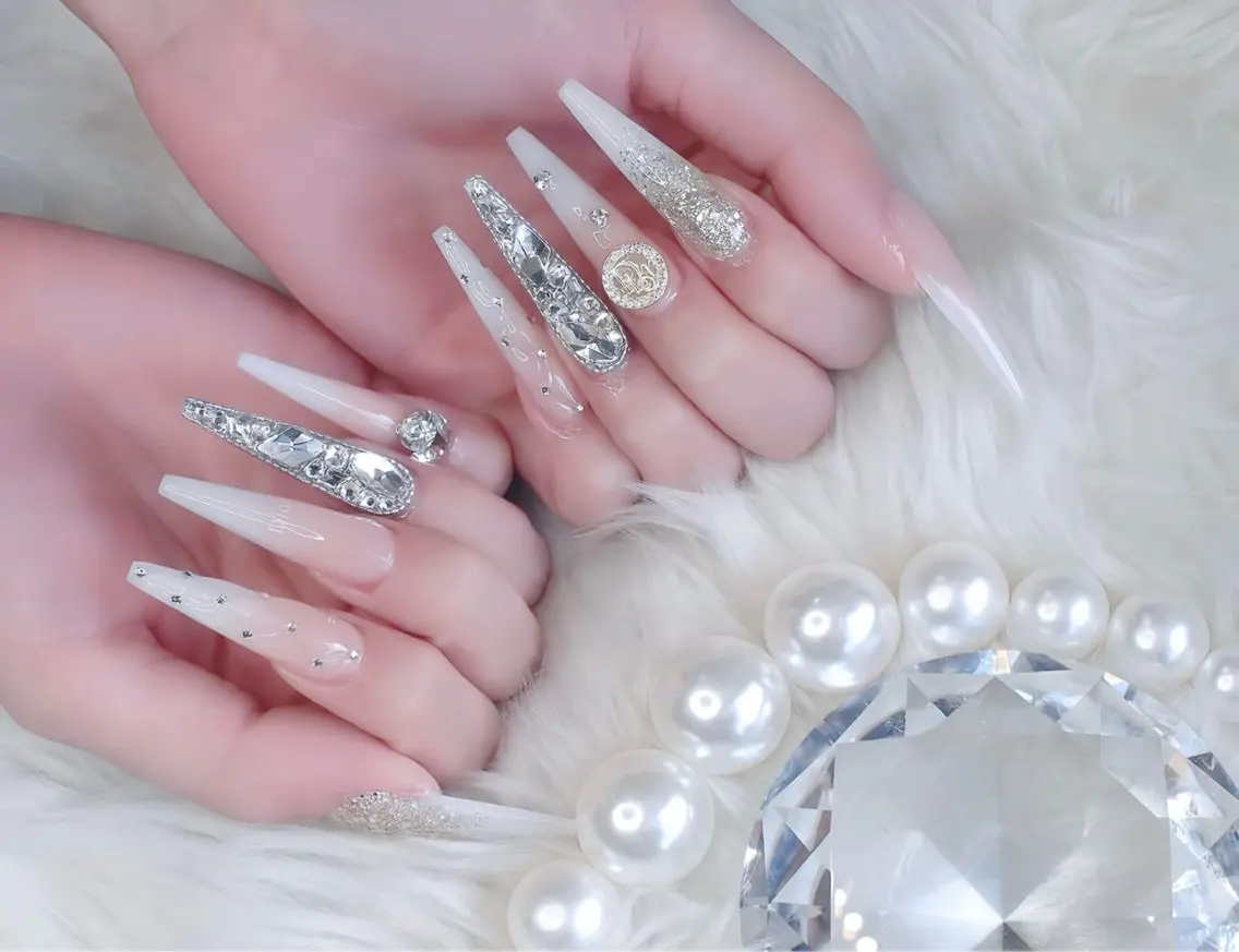 ネイル ブルー ジェルネイル ガーリー グラデーション グリーン ハンドネイル Rin Nail 新大久保店のネイルデザイン