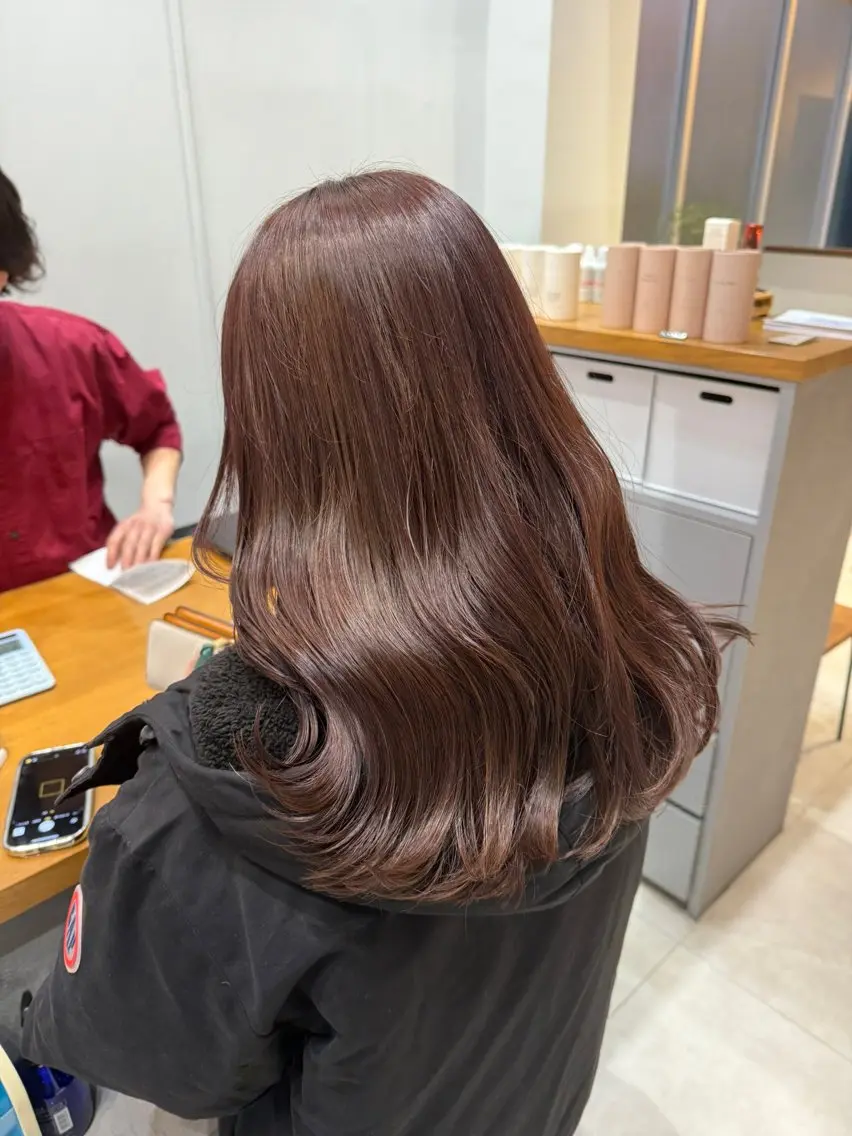 ロング カラー ブラウンカラー ピンクカラー ピンクブラウン 富原崇太/高畑/中川 /透明感カラーのヘアスタイル