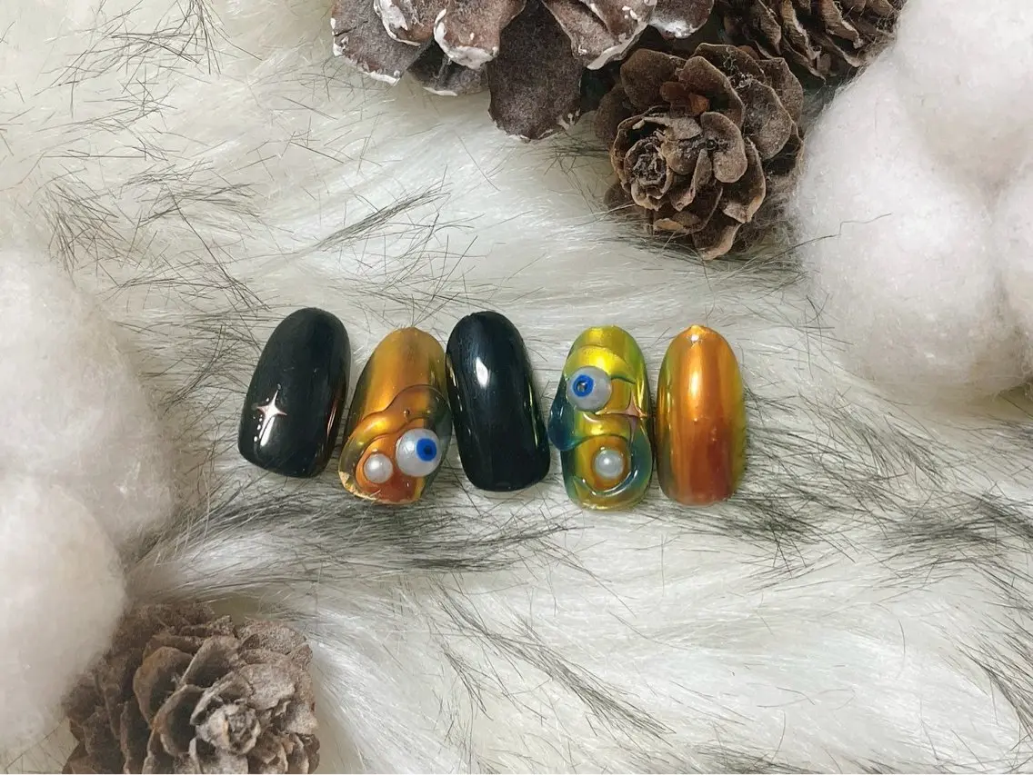 ネイル フットネイル ジェルネイル ハロウィン パラジェル kiki nail &brow二子玉川のネイルデザイン