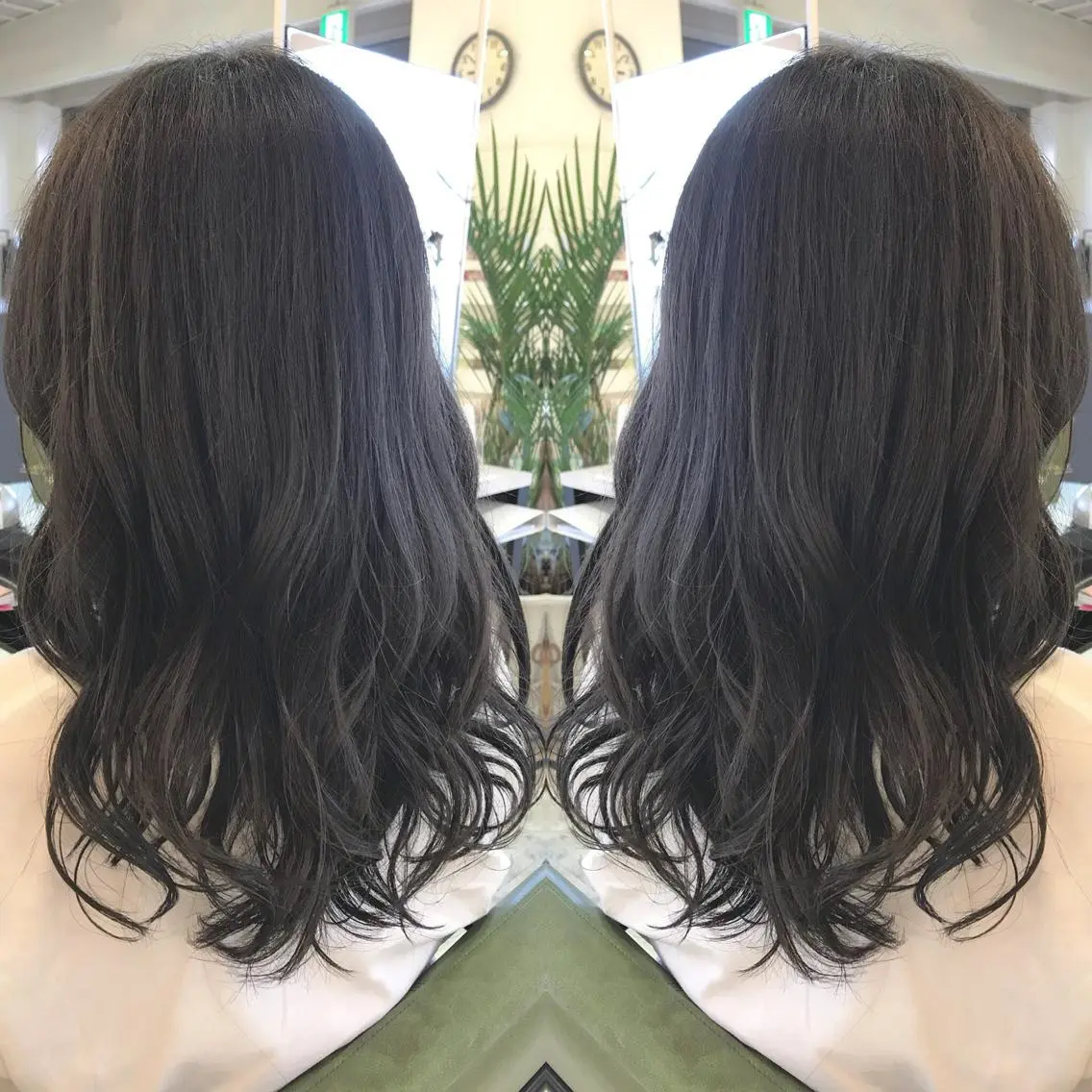 セミロング カラー ハイライトカラー ハイライト 青木 茂樹⭐️ 透明感カラーのヘアスタイル
