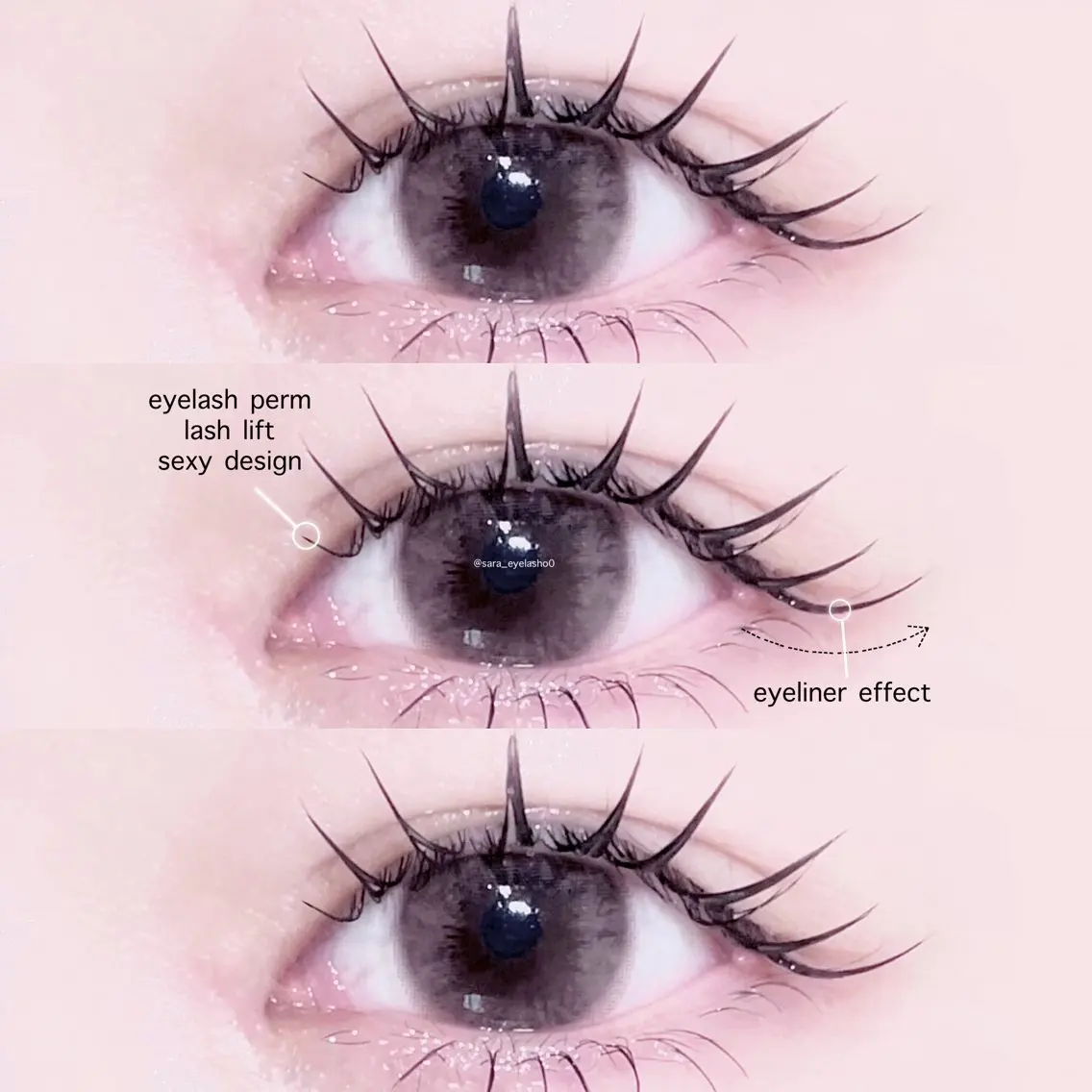 マツエク・マツパ パリジェンヌラッシュリフト ワックス脱毛 眉カット eyelist SARA🎀のマツエク・マツパデザイン