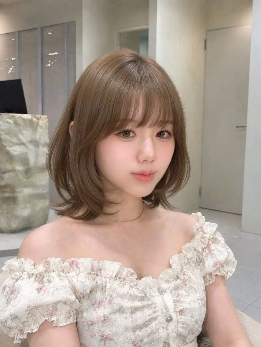 ショート カラー ボブレイヤー ブリーチ オリーブカラー ボブ レイヤーカット toco.⋆𝜗𝜚 / レイヤーボブ໒꒱のヘアスタイル