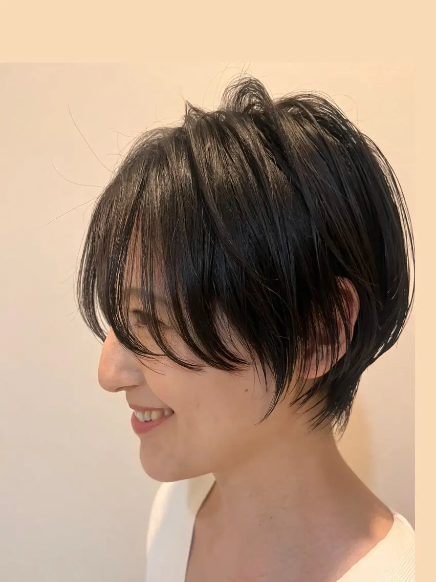 ショート カラー ショートボブ 丸みショート ボブ 顔周りカット ショートヘア カット ヘアカラー トリートメント 🎖大人ショート🎖 河越守のヘアスタイル