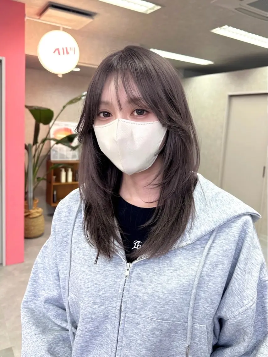 セミロング カラー パーマ ヘアアレンジ ブリーチ グレージュ レイヤーカット カット ヘアカラー トリートメント Hz【ヘルツ】 masakiのヘアスタイル