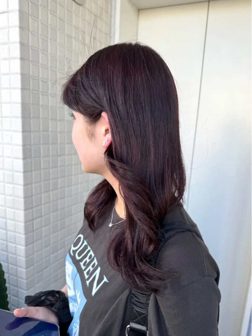 ロング カラー レッドカラー ヘアカラー トリートメント ヘアセット 縮毛矯正/シール エクステ/艶髪ひふみのヘアスタイル