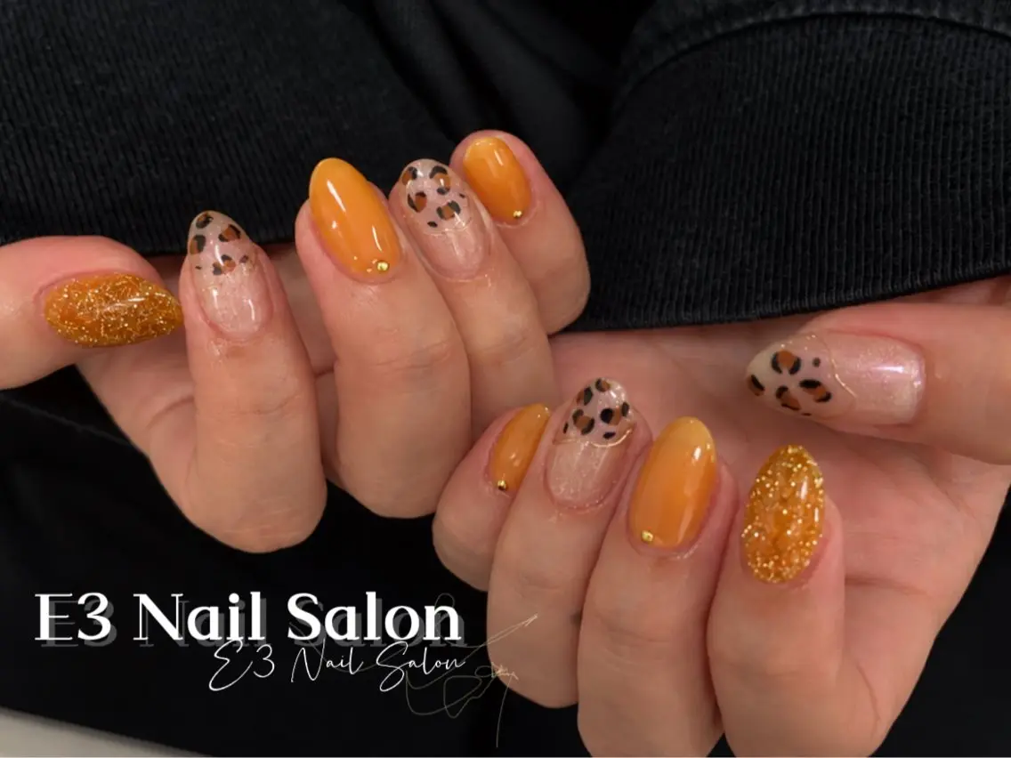 ネイル アニマル柄 オーロラネイル べっ甲ネイル ボルドー ブラウン ハンドネイル E3 Nail Salonのネイルデザイン