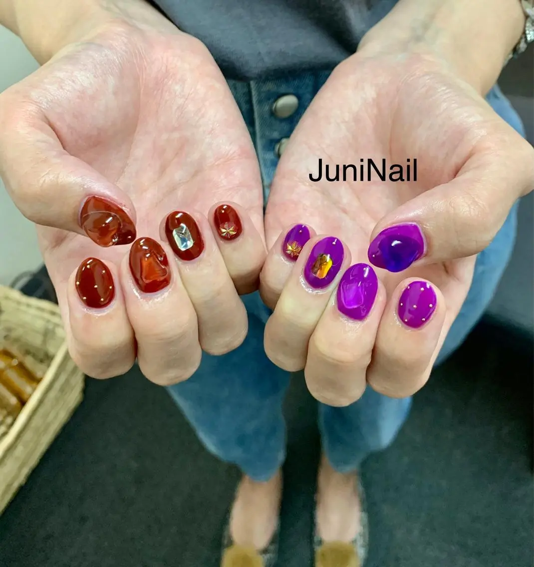ネイル オーロラネイル クリアネイル フラッシュネイル フレンチネイル 氷ネイル・うるうるネイル ハンドネイル JuniNail 주니네일🇰🇷suのネイルデザイン