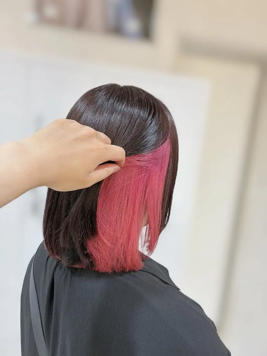 ミディアム カラー ブラウンカラー ダブルカラー ピンクカラー ピンクブラウン カット ヘアカラー トリートメント VANCOUNCIL 松本のヘアスタイル