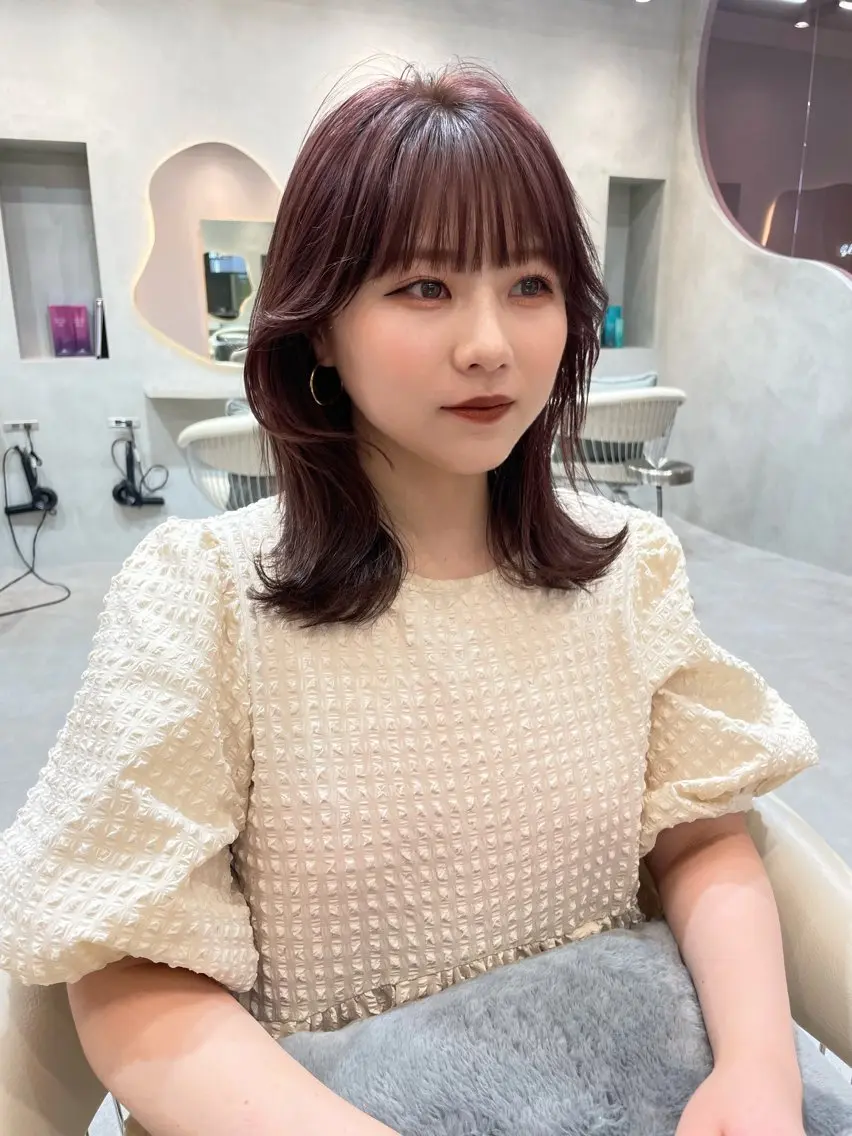ミディアム 韓国風ヘア レイヤーカット レイヤー縮毛矯正 ささきすずね💗のヘアスタイル