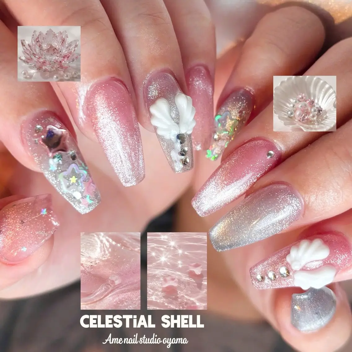 ネイル ラメ(グリッター) ピンク ハンドネイル ハンドケア AME NAIL STUDIO小山店のネイルデザイン