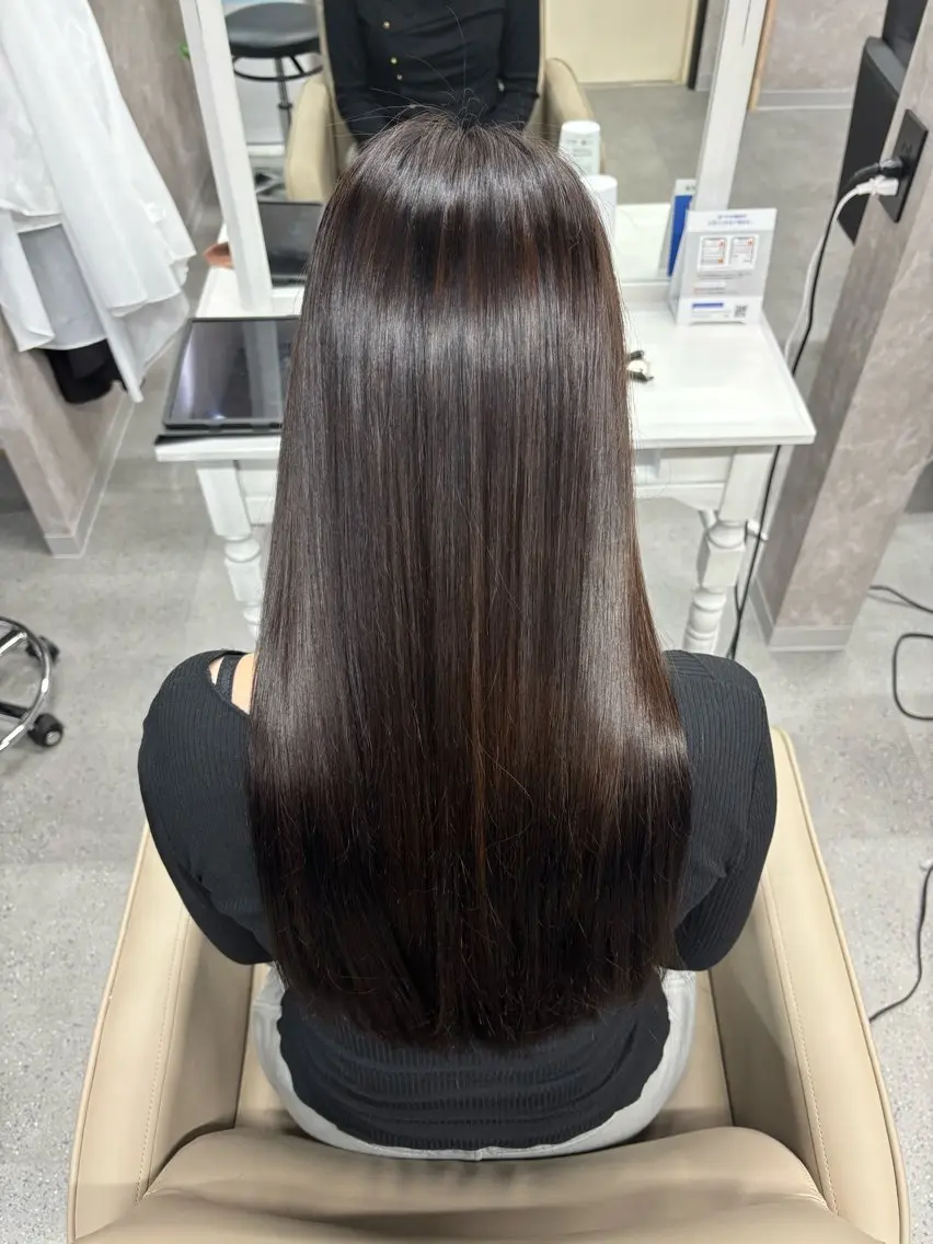 ロング カット 縮毛矯正 かがみ/メンテナンス カット無料のヘアスタイル