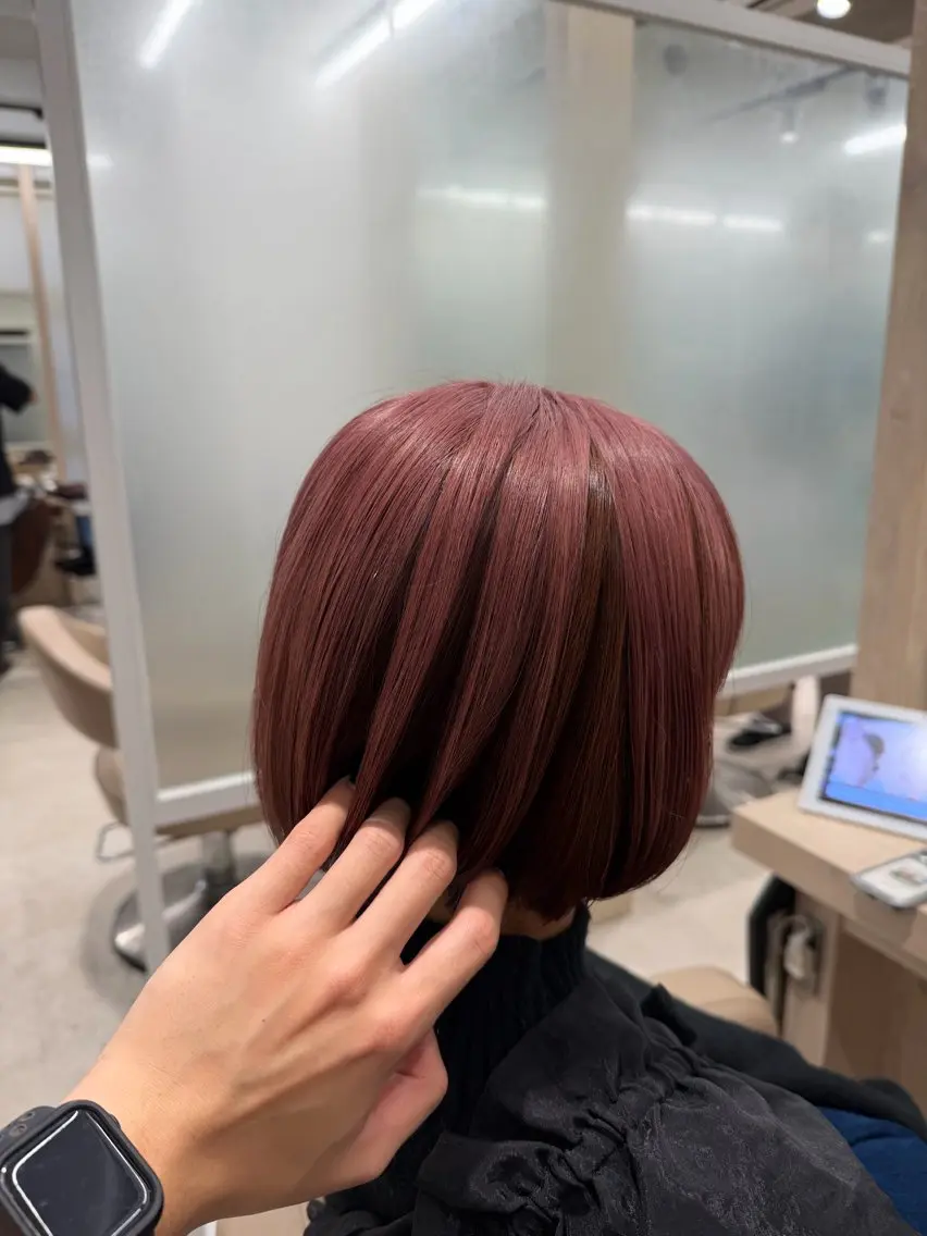ミディアム カラー ブラウンカラー ピンクカラー ピンクブラウン カット ヘアカラー トリートメント EARTH菊名店👾 ひらのすぐるのヘアスタイル