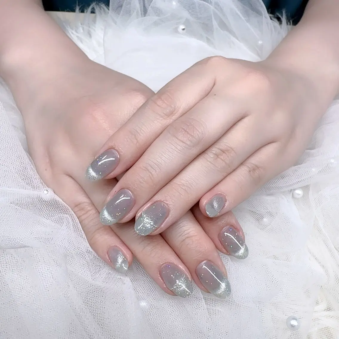 ネイル フレンチネイル マグネットネイル マグネットフレンチ シンプルネイル ハンドネイル LOA.NAIL 本八幡店💞Kyouのネイルデザイン