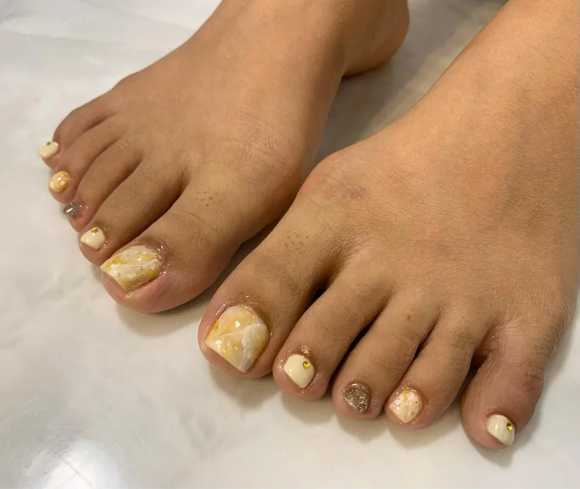 ネイル フットネイル 大理石ネイル(マーブル) 夏ネイル Maison Mielのネイルデザイン