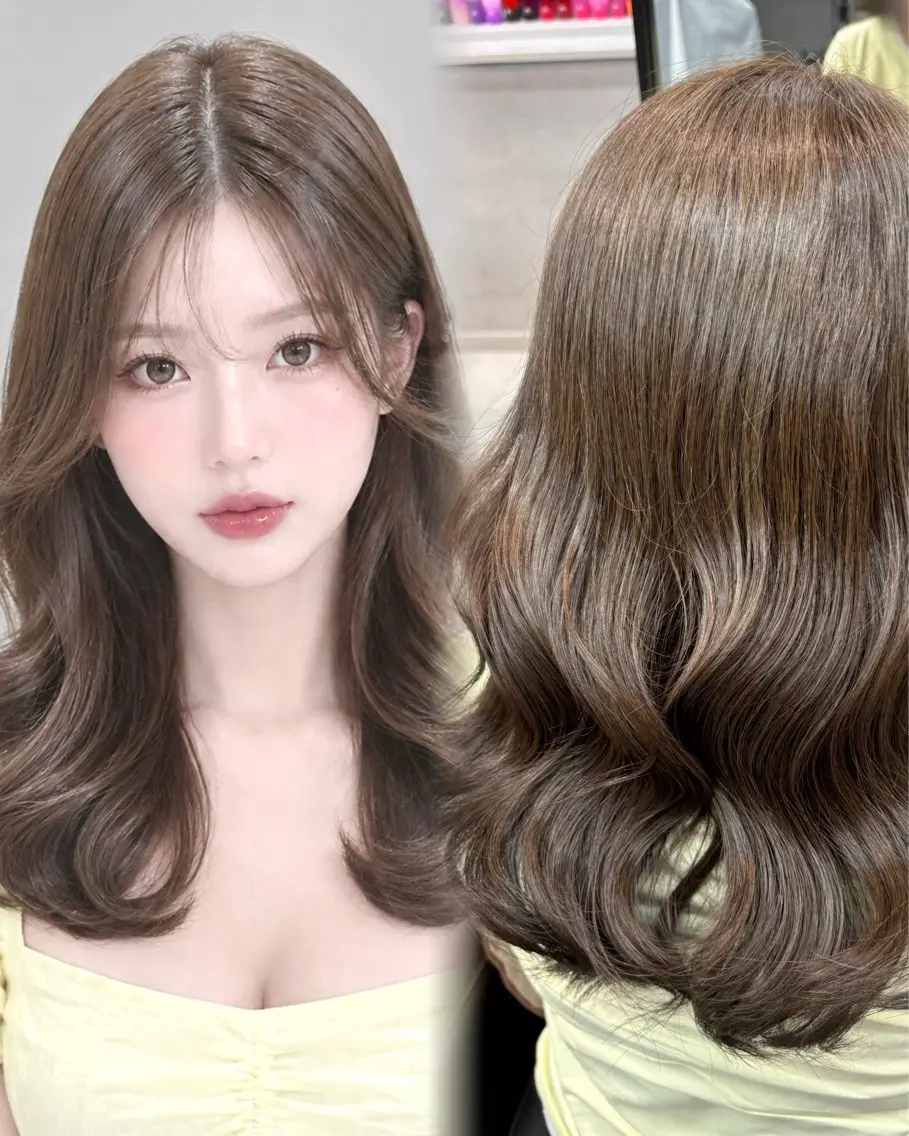 セミロング カラー ベージュカラー オリーブベージュ ヘアカラー トリートメント 上品♡ブラウン💎 アレンジ🩰Rimiのヘアスタイル