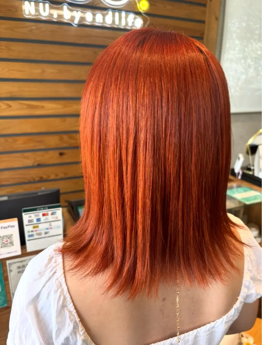ミディアム カラー オレンジ SAYA ‪🌱‬のヘアスタイル