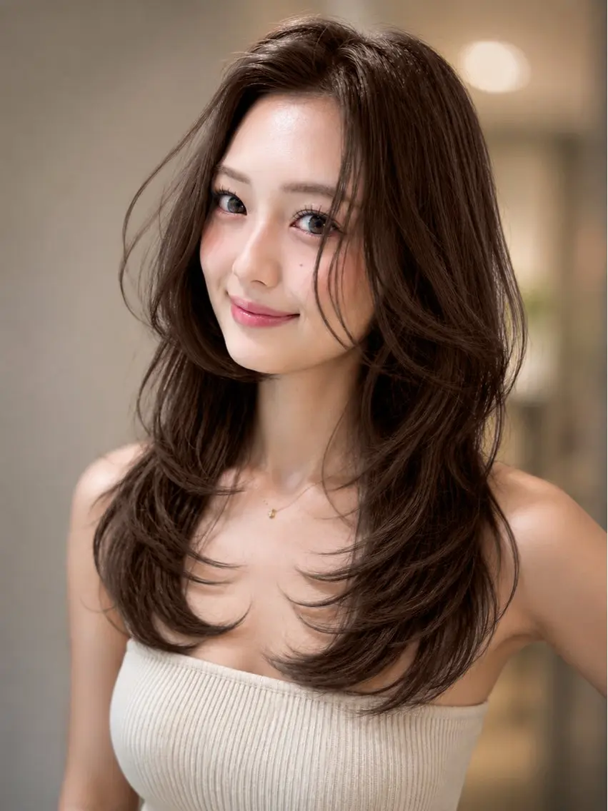 セミロング カラー 似合わせカット カット ヘアカラー トリートメント レイヤー/髪質改善 Lond ambreのヘアスタイル