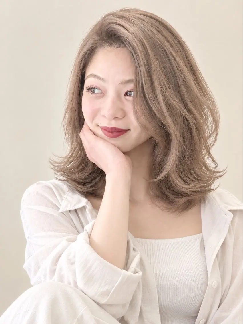 ミディアム カラー パーマ カット ヘアカラー パーマ m ā l o. マァロのヘアスタイル