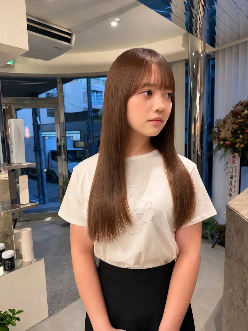ロング 顔周りカット 髪質改善 ロング 小顔カット 縮毛矯正 縮毛矯正 トリートメント 松永 雄樹のヘアスタイル