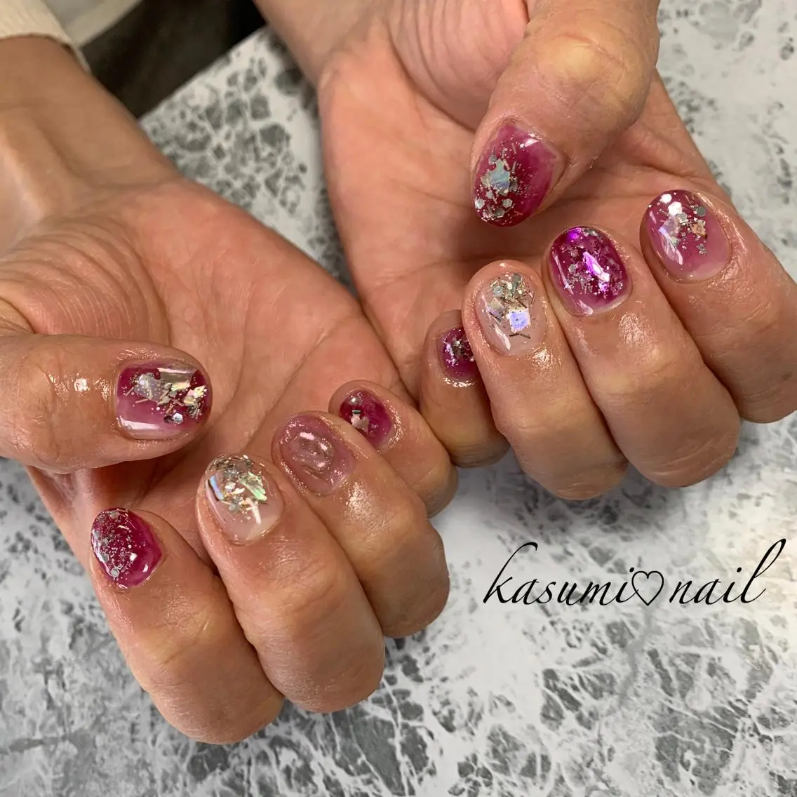 ネイル アートネイル フットネイル 大理石ネイル(マーブル) ミラーネイル ニュアンスネイル KASUMI♡ Nailのネイルデザイン