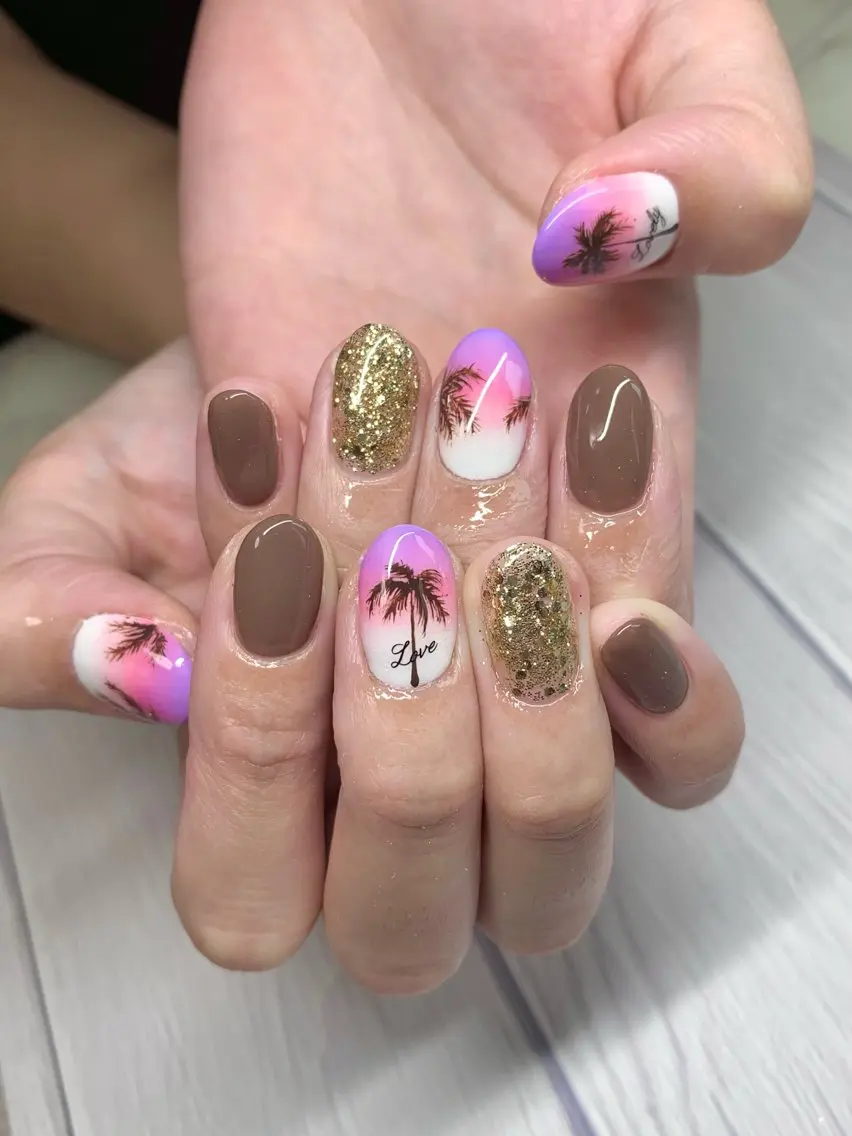 ネイル 夏ネイル ハンドネイル Nailsalon E's cafeのネイルデザイン