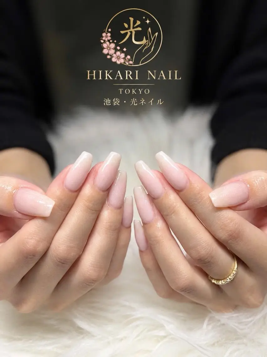 ネイル チークネイル 長さ出し フレンチネイル ガーリー ハート ハンドネイル HikariNail Ikebukuroのネイルデザイン