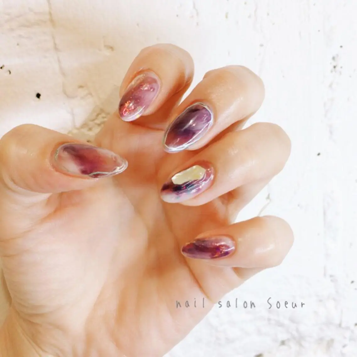 ネイル アートネイル 長さ出し ジェルネイル マットネイル ミラーネイル ハンドネイル nail salon Soeurのネイルデザイン