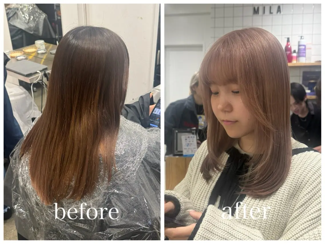 ミディアム カラー ブリーチ 新宿 似合わせカラー HINAのヘアスタイル