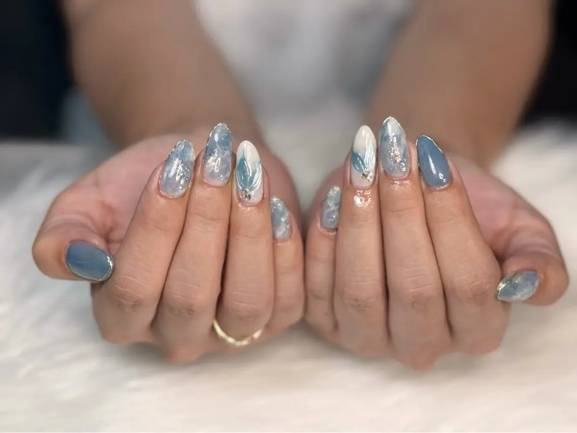 ネイル アートネイル オーロラネイル フレンチネイル ジェルネイル ロングネイル nail sideraのネイルデザイン