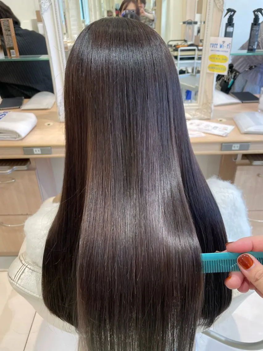 ロング カラー イルミナカラー オレンジ ヘアカラー 加藤 未歩のヘアスタイル
