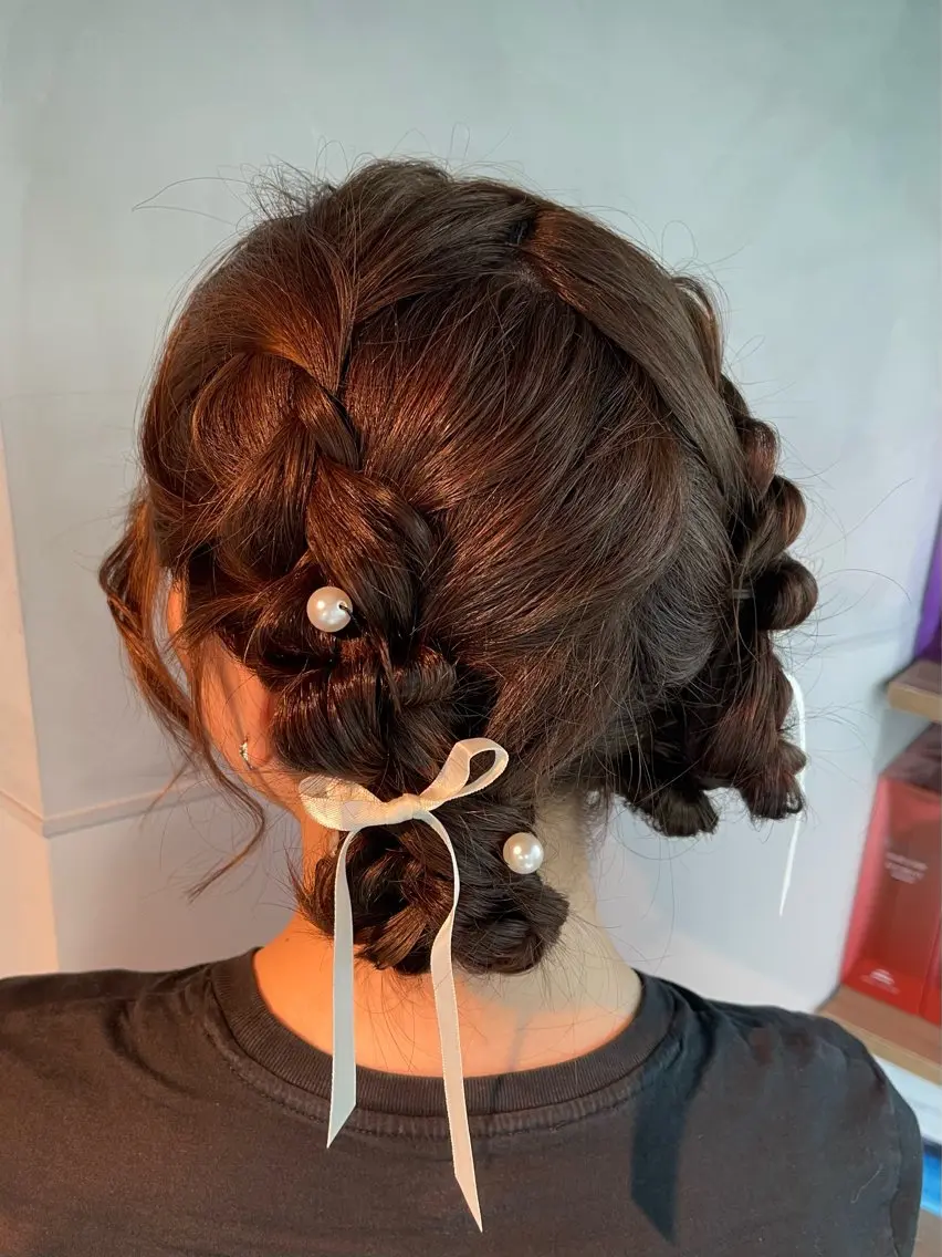 ロング 卒業式のヘアスタイル 韓国風ヘア 浴衣 推し活アレンジ🎀 艶カラー¦nanoのヘアスタイル