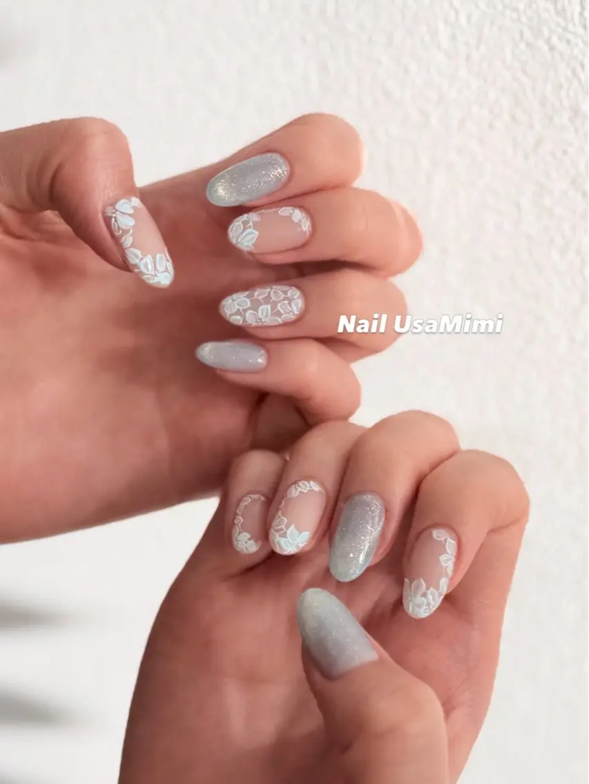 ネイル アートネイル ジェルネイル キラキラネイル オフィスネイル 春ネイル ハンドネイル Nail Usa Mimi ASAKOのネイルデザイン