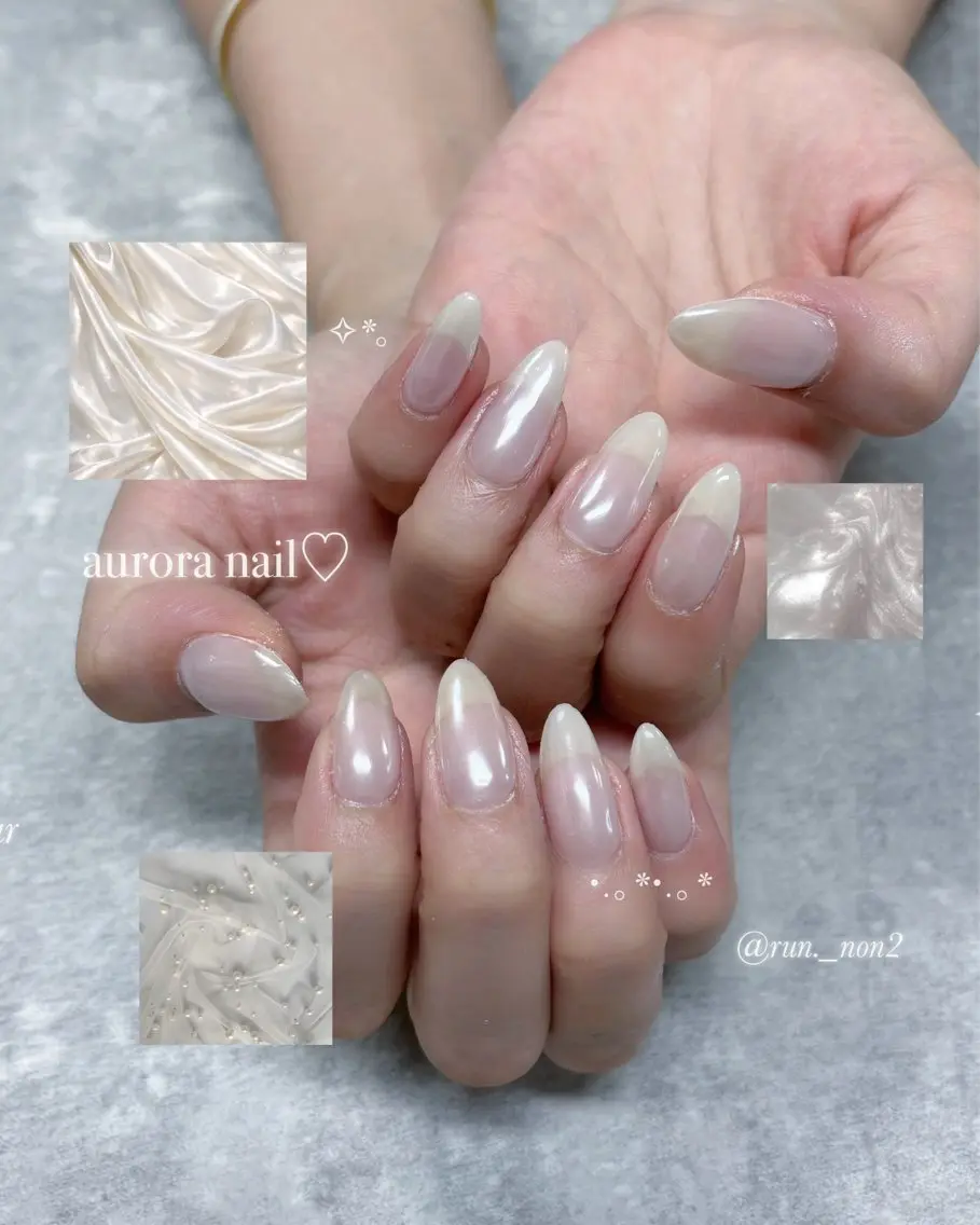 ネイル オーロラネイル ジェルネイル キラキラネイル 韓国ネイル ワンホンネイル ハンドネイル Haruka 【Protea】のネイルデザイン