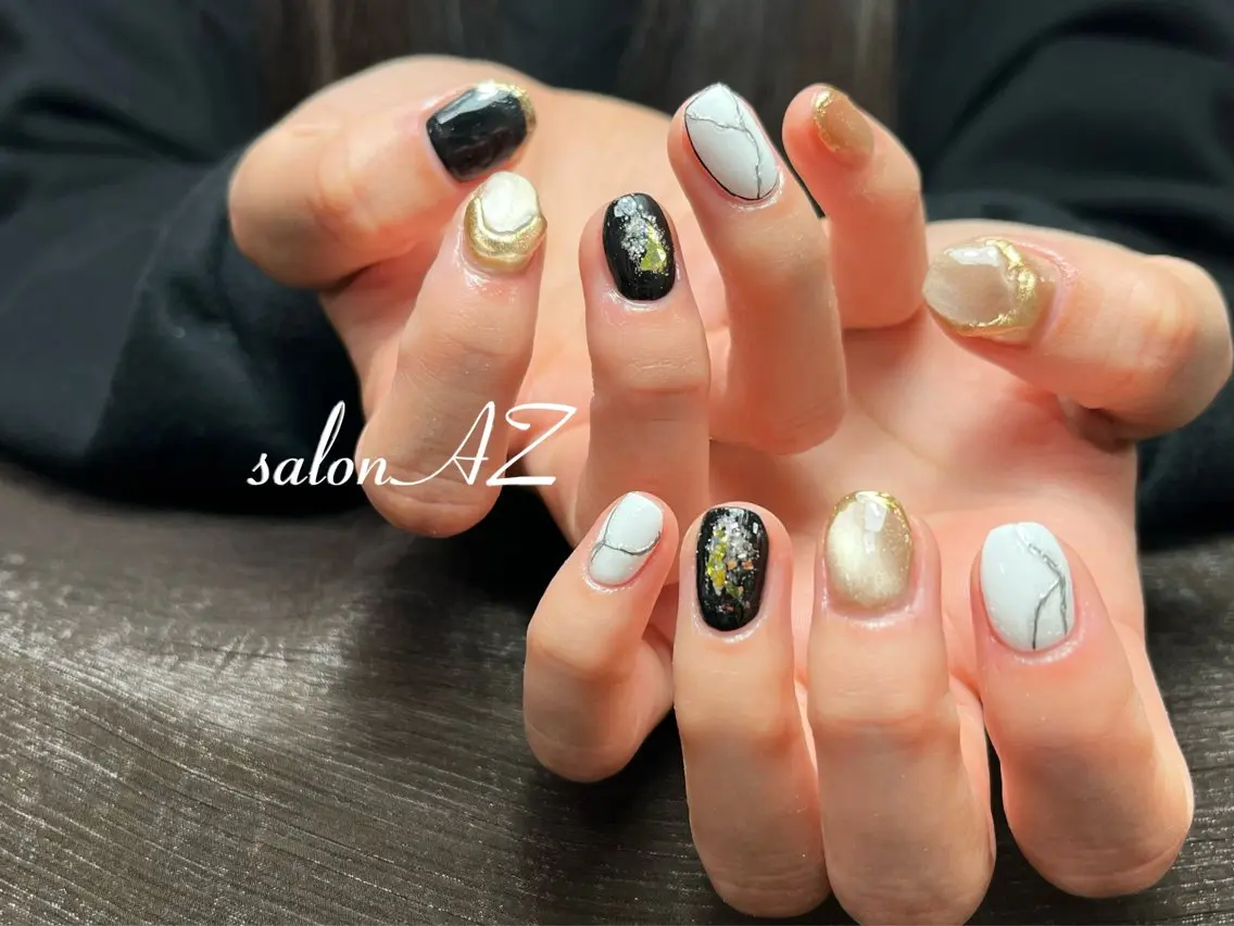 ネイル 長さ出し フットネイル フレンチネイル マグネットネイル ニュアンスネイル ハンドネイル salon AZのネイルデザイン
