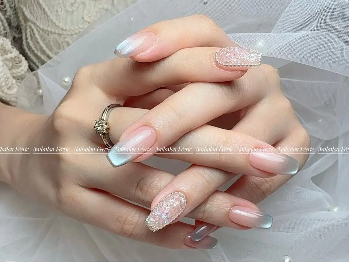 ネイル 成人式 長さ出し フットネイル フレンチネイル ジェルネイル ハンドネイル ハンドケア nail salon Feerieのネイルデザイン