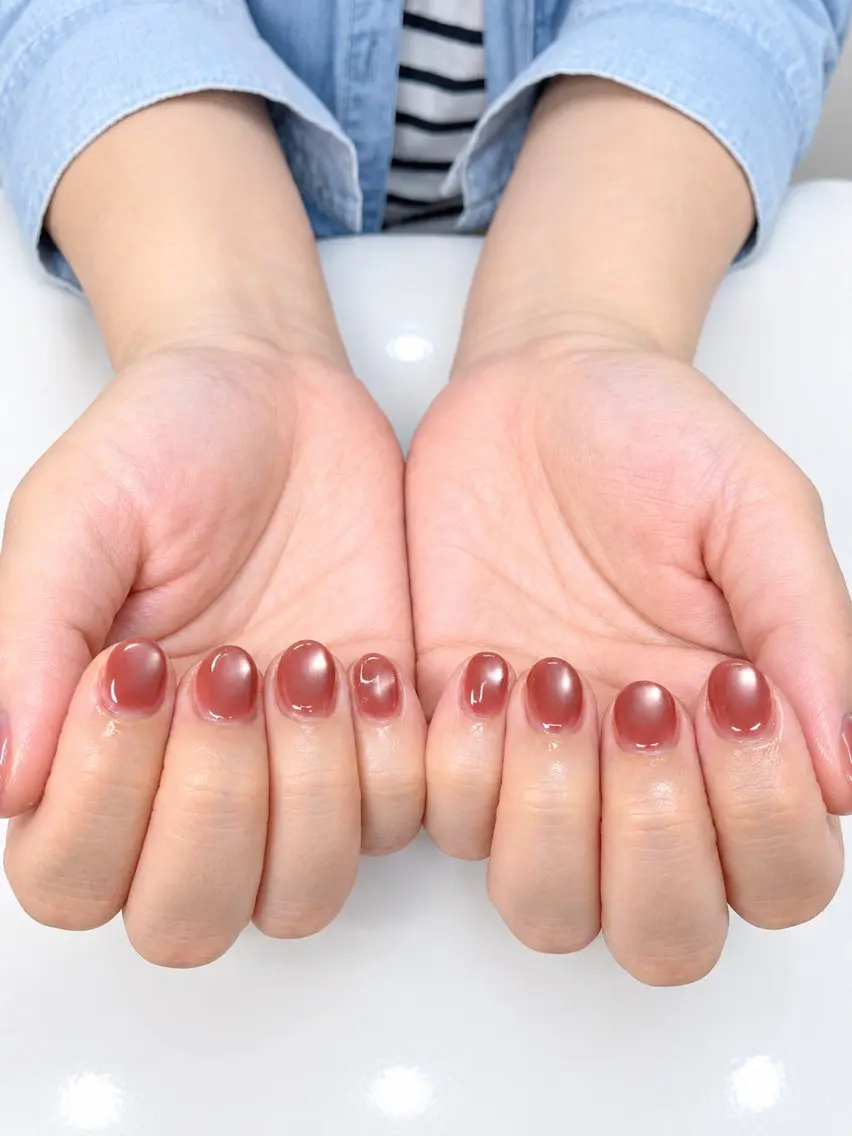 ネイル ブラウン オフィスネイル シンプルネイル ハンドネイル Kii nailのネイルデザイン