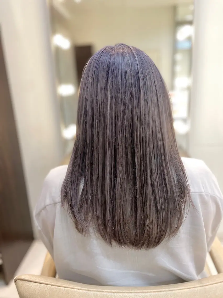 セミロング ワンレンボブ ボブ 髪質改善 レイヤーカット 縮毛矯正 髪質改善専門 YOSHIのヘアスタイル