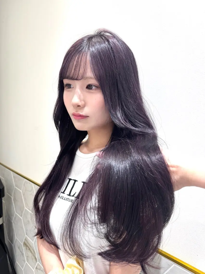 ロング カラー ラベンダーカラー ピンクカラー ピンクラベンダー costes 今井芽依のヘアスタイル