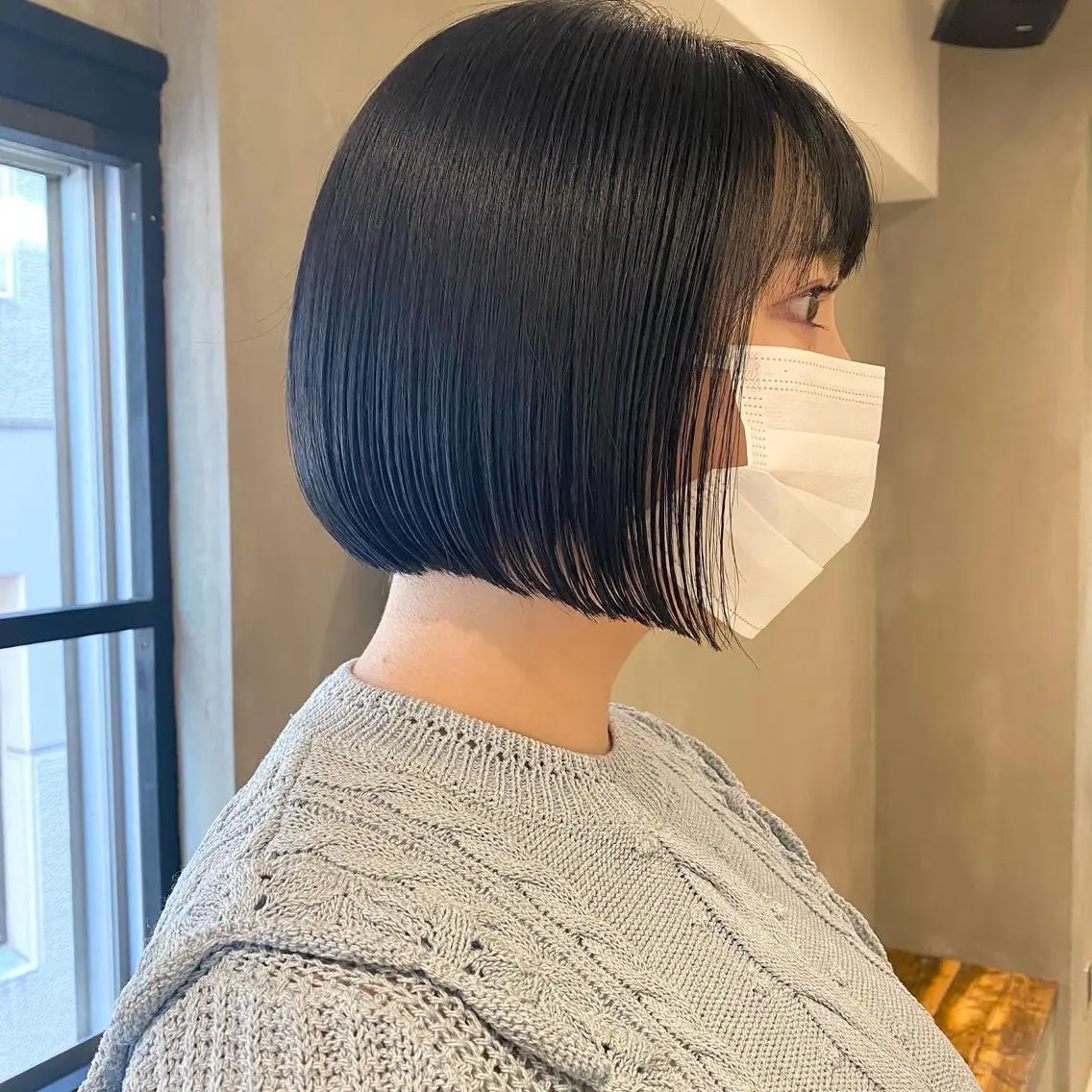 ミディアム 縮毛矯正ボブ&顔まわ レイヤー♡TOMOEのヘアスタイル