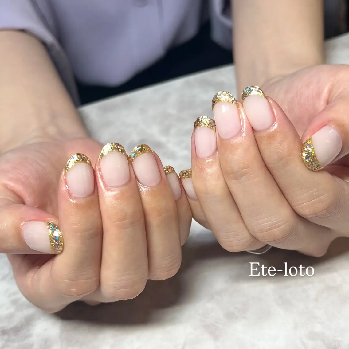 ネイル フレンチネイル ガラスフレンチ ハンドネイル nail bar Ete-lotoのネイルデザイン