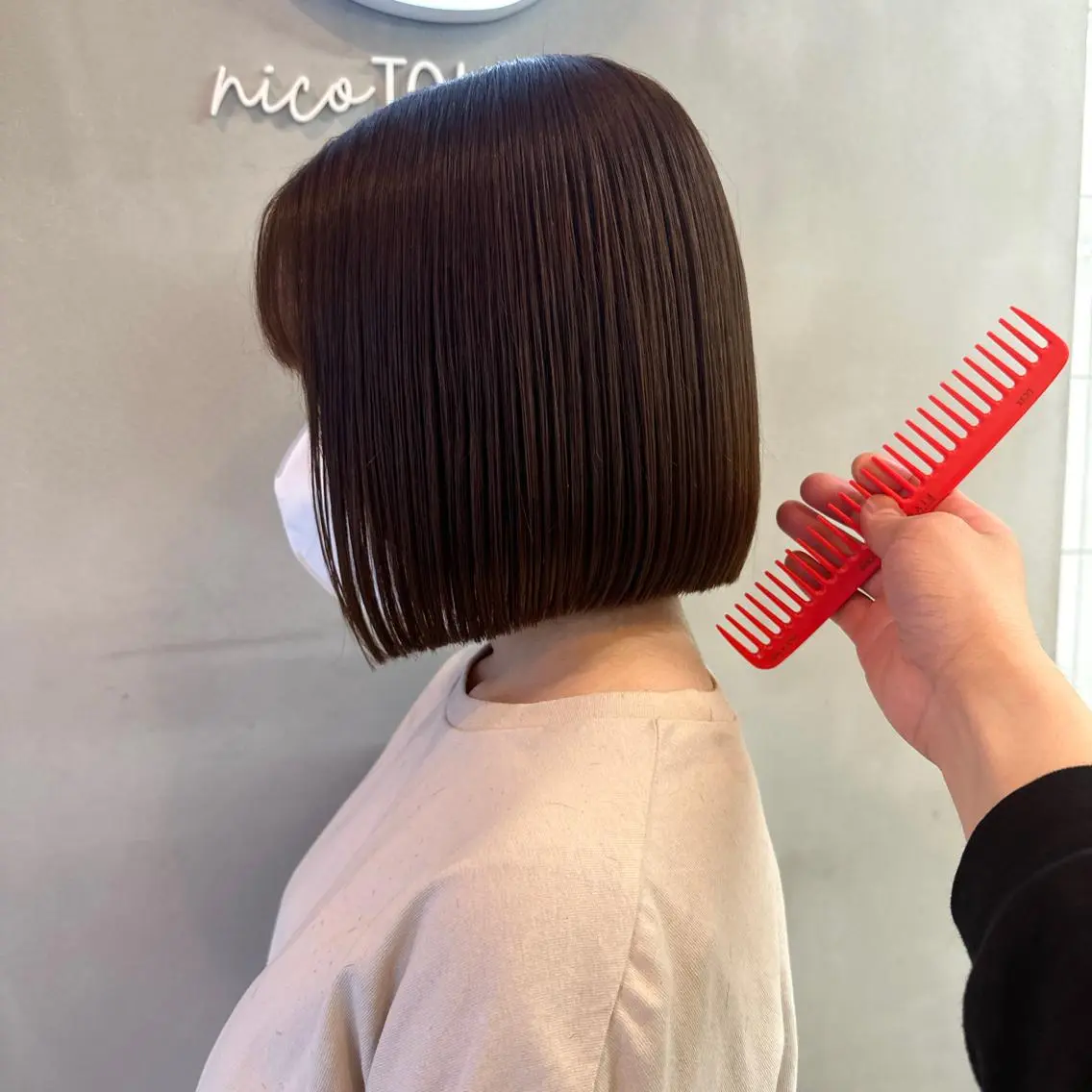 ミディアム レイヤーボブパーマ 暖色カラーayuのヘアスタイル