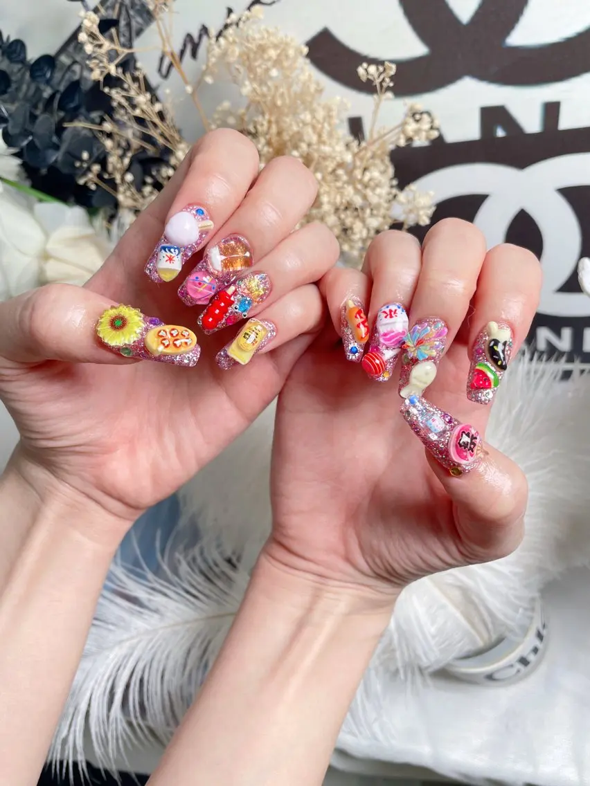 ネイル クリアネイル ロングネイル マグネットネイル 大理石ネイル(マーブル) 春ネイル ハンドネイル princess👑 木戸　唯のネイルデザイン